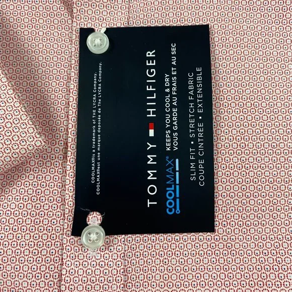 NWT Tommy Hilfiger CoolMax Slim Fit Stretch Shirt Mens Small 14.5  32/33 Red - Picture 4 of 12